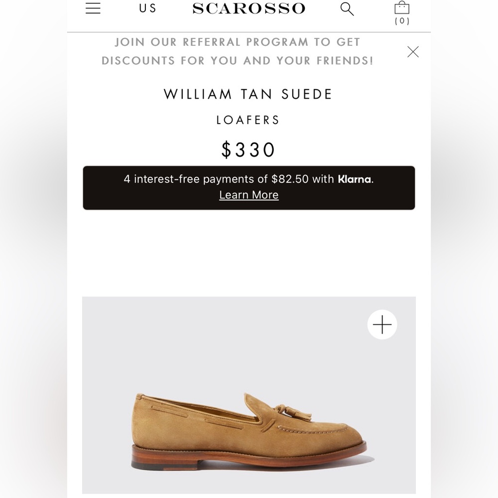 Scarosso William Tan Suede size 41.5 / US 8.5.